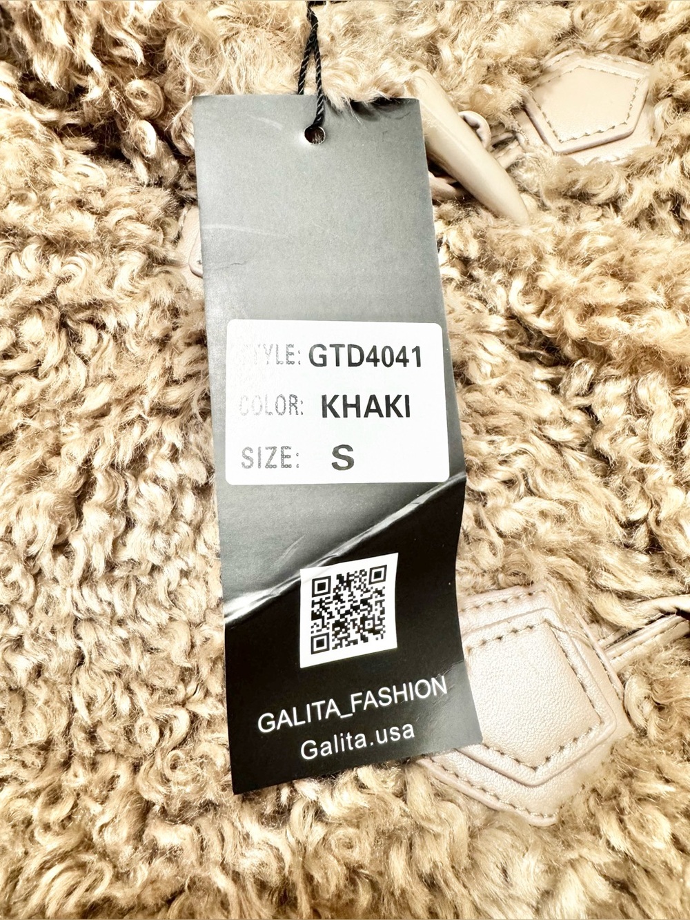 Galita Cozy Khaki Teddy Toggle Jacket with Hood Size Small - Picture 11 of 14